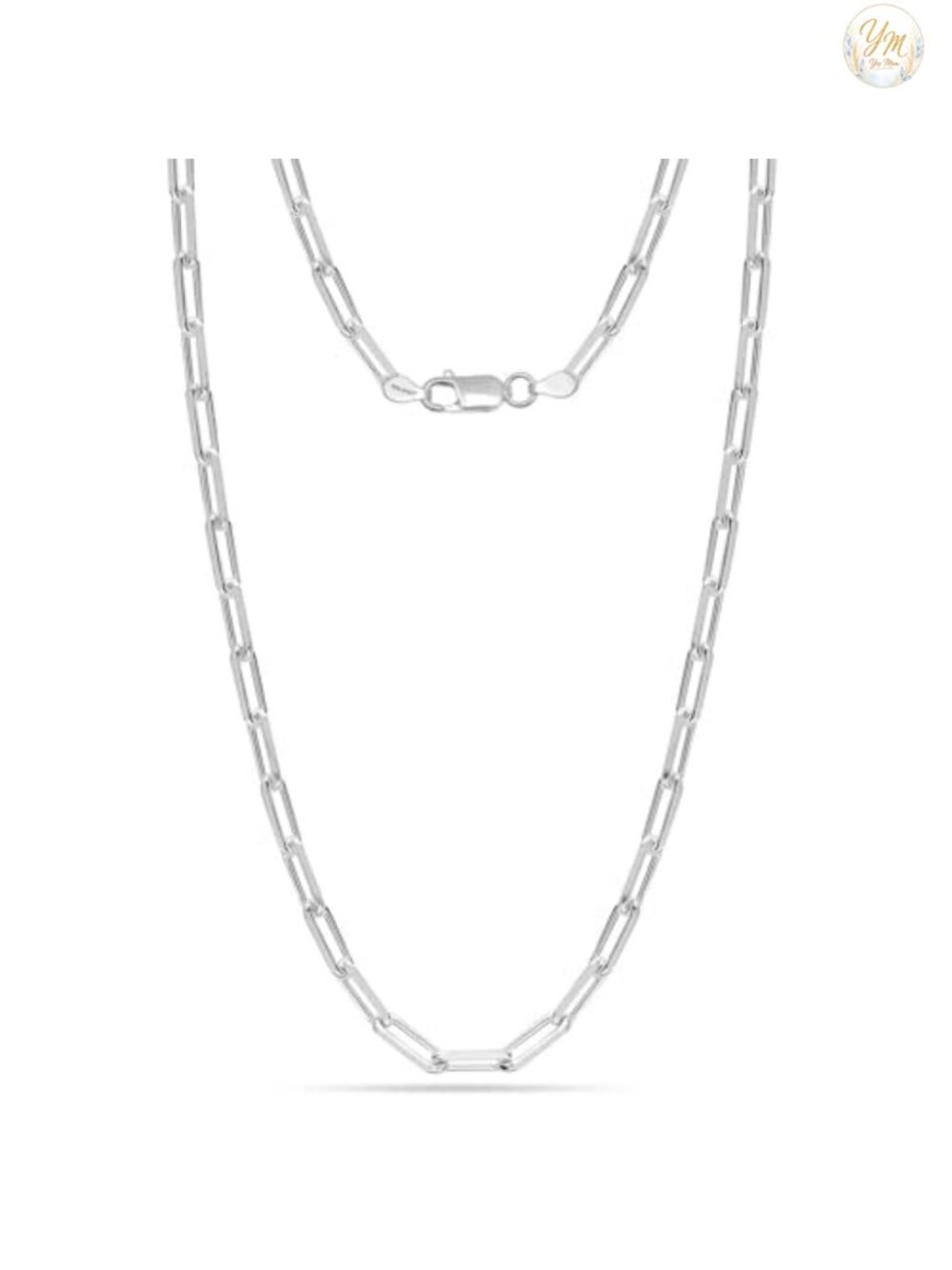 Sterling Silver Italian Paperclip Chain Necklace for Women with Lobster Clasp